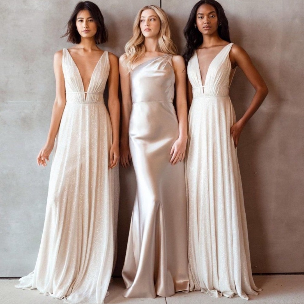 NWT BHLDN x JENNY YOO •RARE• Carmen Shimmer Maxi Dress Size 6 - Picture 5 of 16